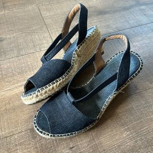 Clarks Womens Petrina Lulu Espadrille Wedge Slingback Sandals Blue Chambray 6 M